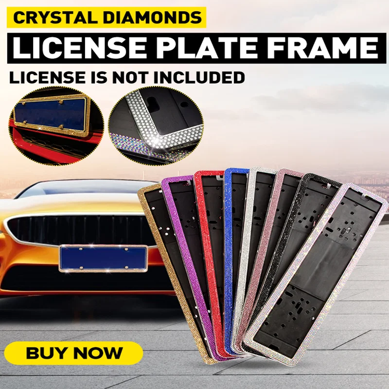 

1PCS Universal European License Plate Frame Russian Car Licence Number Plate Frame Crystal Diamonds license plate holder