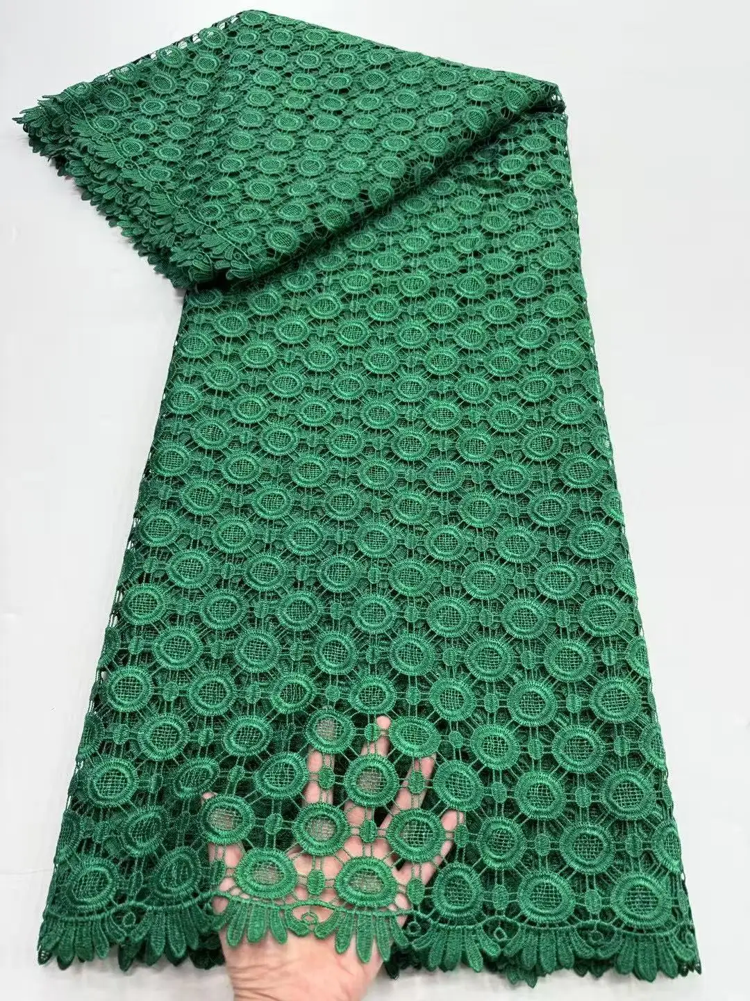 

2025 качественный африканский глянцевый шнур, гипюровая кружевная ткань, принадлежности для шитья ручной работы для платьев, вечеринки, 5 ярдов/лот, RL0626C