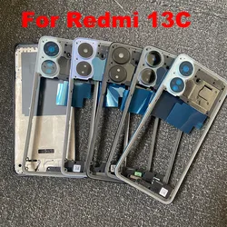 New For Xiaomi Redmi 13C Front Bezel Middle Frame Back Housing Case Mid Plate Replacement For Poco C65