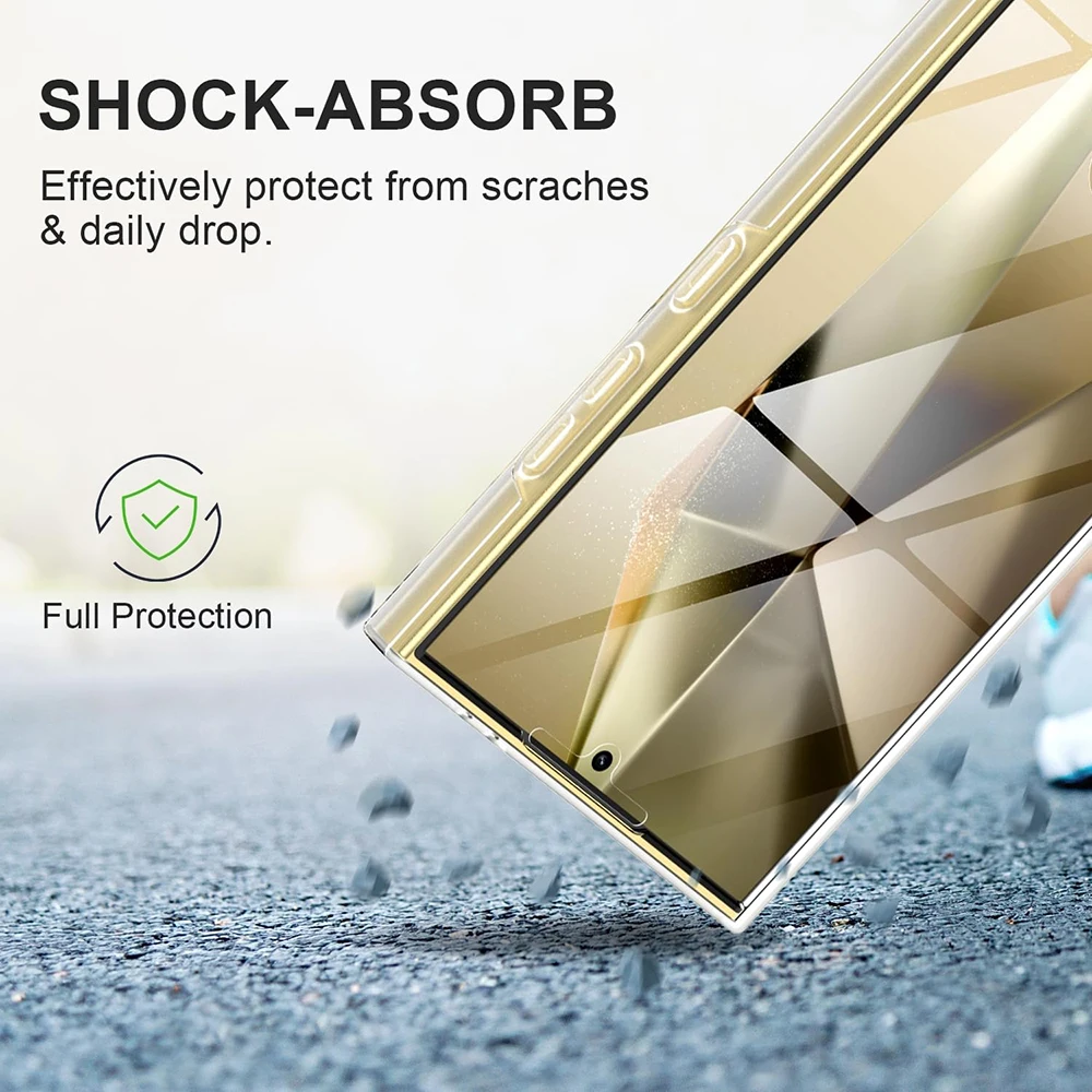 360 °   ฝาครอบโทรศัพท์เต็มรูปแบบสําหรับSamsung S25 S24 FE S23 S22 Ultra PlusใสClear Hard Pc Hybrid SoftซิลิโคนShell