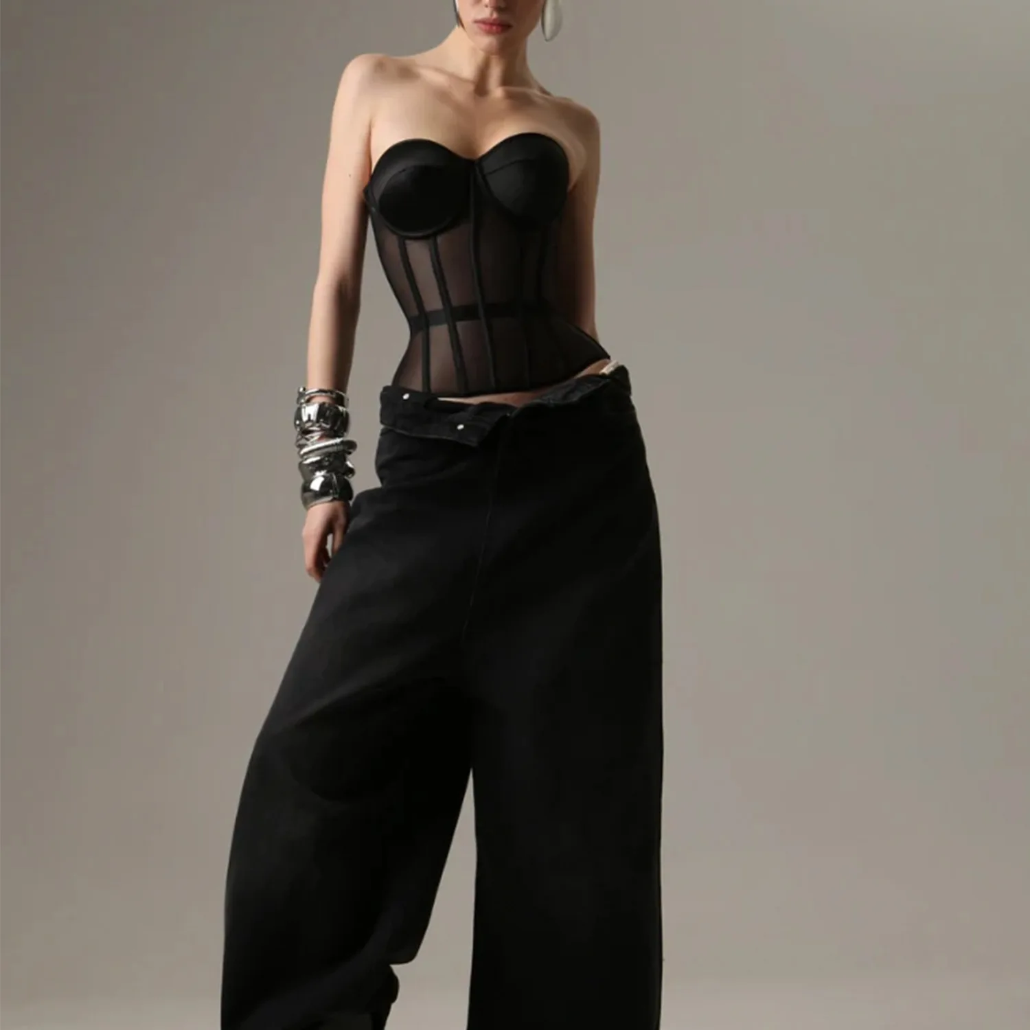 

Сексуальное бюстье со стальной костью, женский жилет на бретельках, топы, бюстгальтер на косточках, бюстгальтер, корсет, облегающий классический сетчатый бежевый корсет