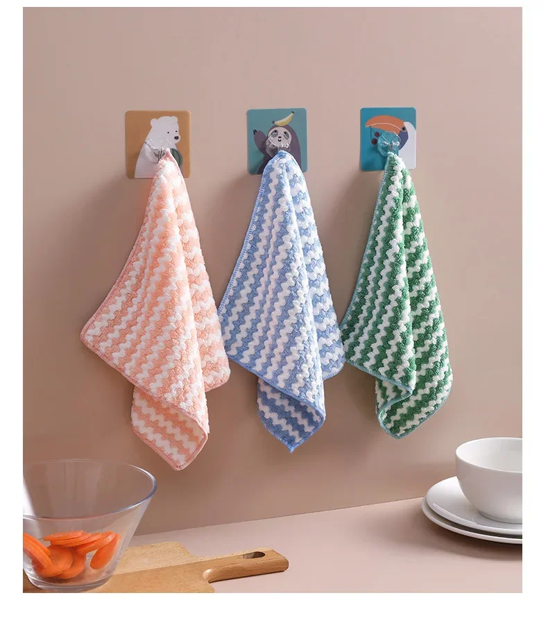 30x30cm kitchen dishwashing cloth Double-sided superfine fiber water absorbent cleaning cloth Double-sided for lazy people5pcs