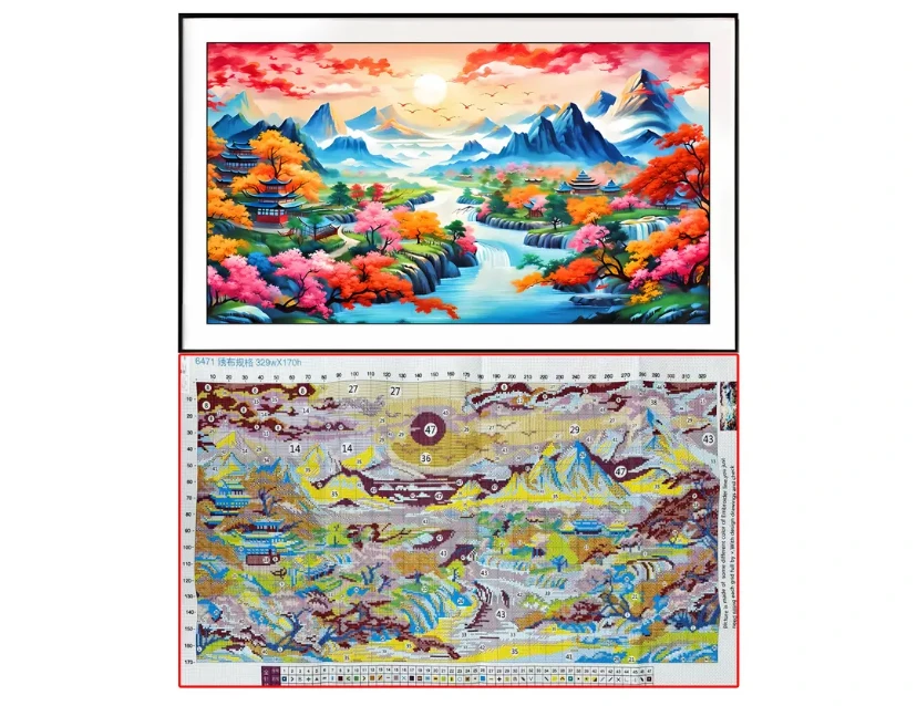 9ct 60x105cm beautiful scenery   Embroidery DIY Chinese Style Printed Kits Cross Stitch Needlework Sets Home Decor Crafts New