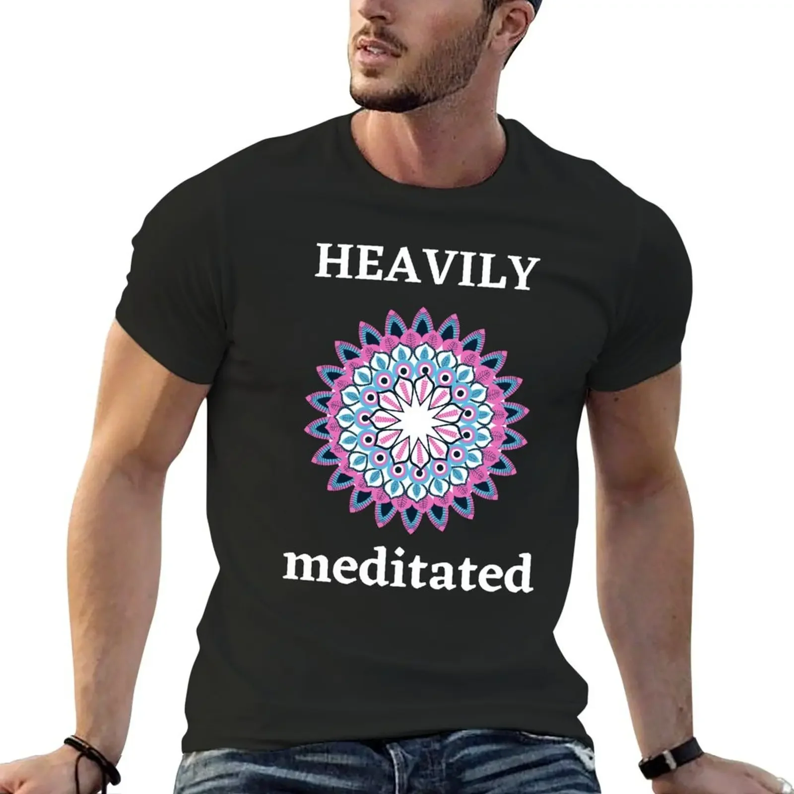 Heavily Meditated T-Shirt vintage anime cotton graphic tees T-shirt men