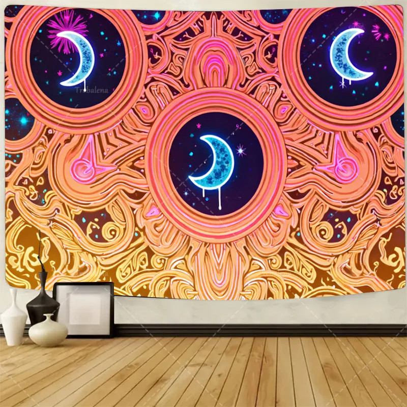 

1pc Wall Tapestry Psychedelic Moon Tapestry - Boho Chic Wall Hanging for Bedroom Decor