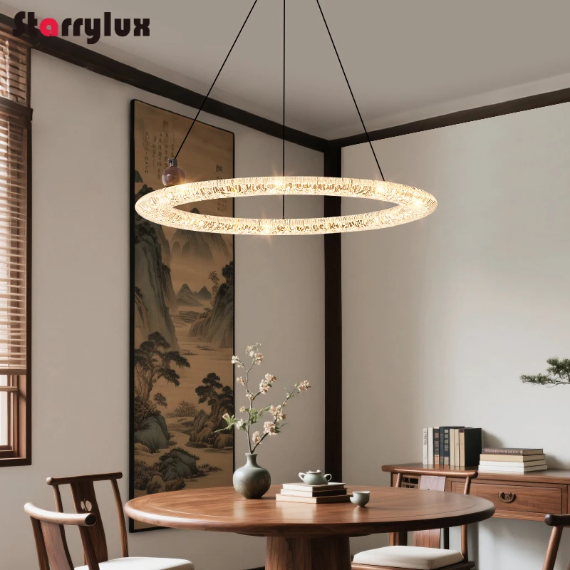 

Italian Luxury Ice Crack Chandelier, Modern Crystal Pendant Light for Living Dining Room