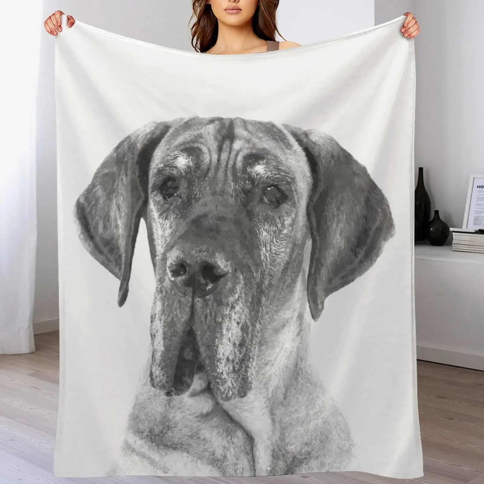 

Black and White Great Dane Throw Blanket Thermal Furry Blankets