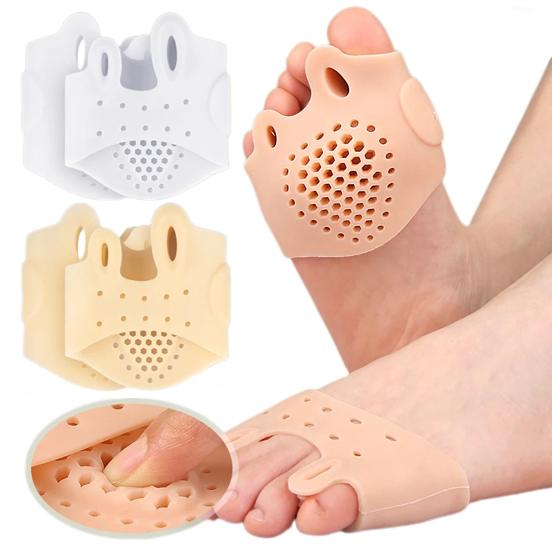 

2pieces=1pair Gel Silicone Hallux Valgus Toe Splitter Forefoot Pad Big Foot Bone Orthopedic Insole Massage Forefoot Cushion