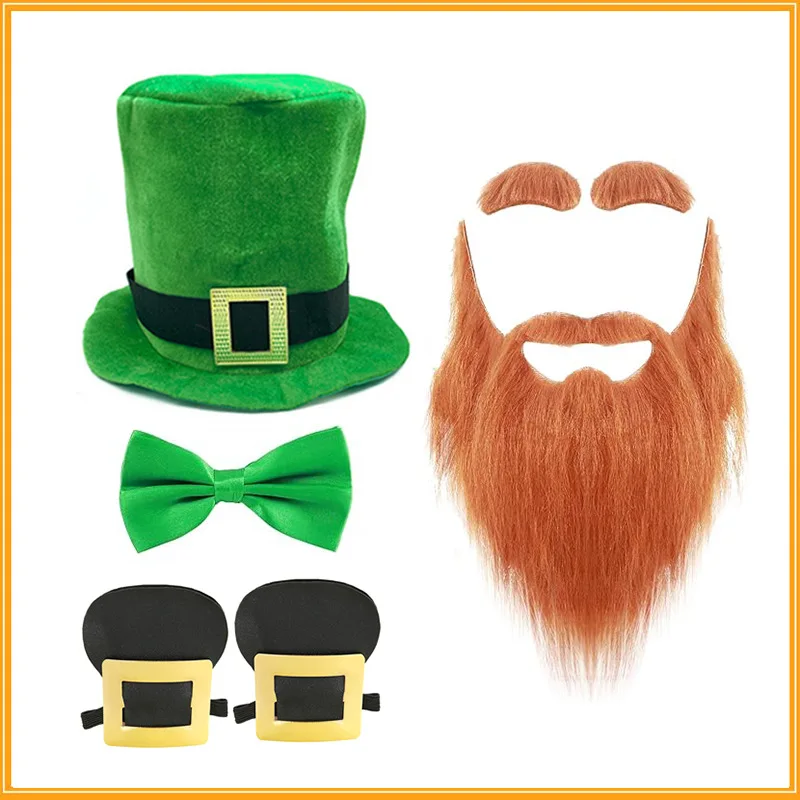 

Комплект для косплея на ирландский фестиваль: накладка на обувь, шляпа, фальшивая борода — забавные аксессуары для мужчин