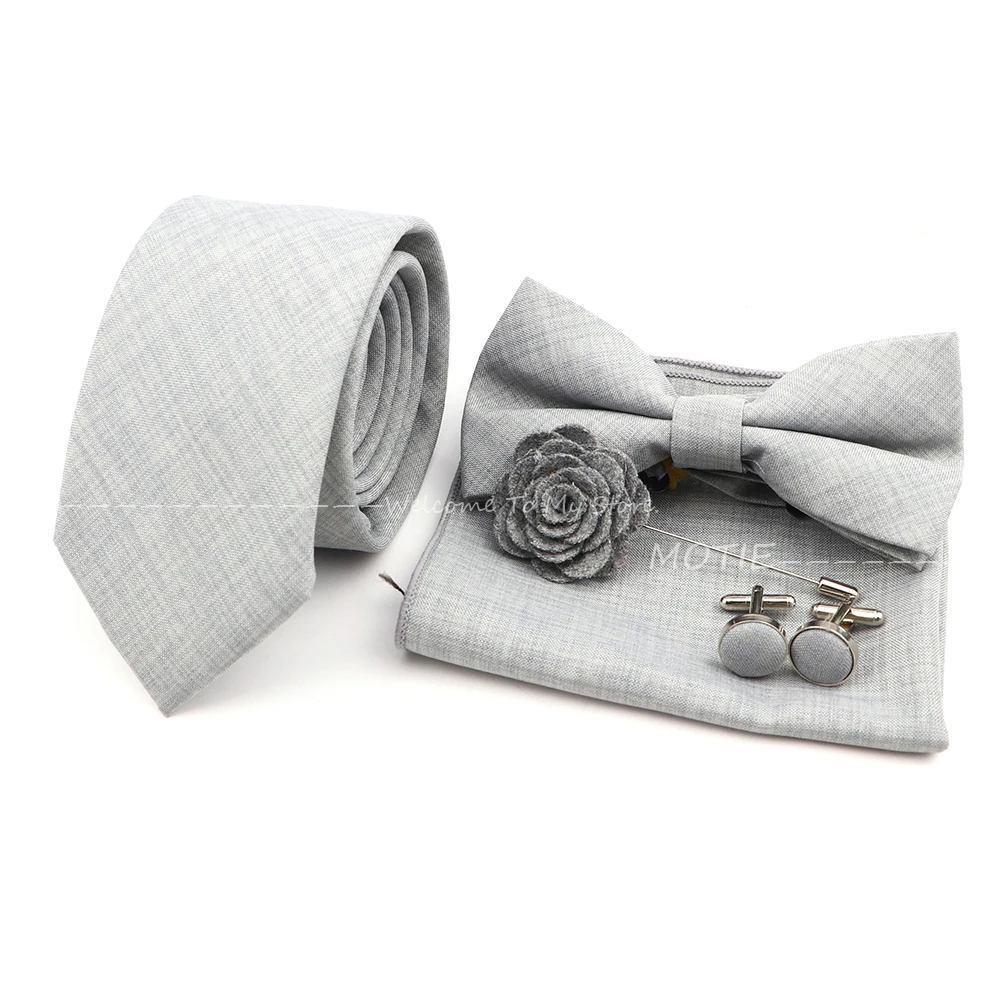 New Design 27 Colorl Tie Set Men's Classic Cotton Pocket Square Handkerchief Cufflink Bowtie For Wedding Party Accessories Gifts