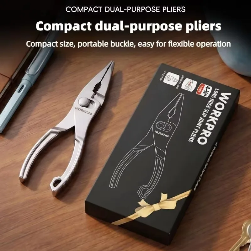 4.7 Inch WORKPRO Multi Functional Needle Nose Pliers Adjustable Slip-joint Pliers for Home DIY & Equipment Repair Work