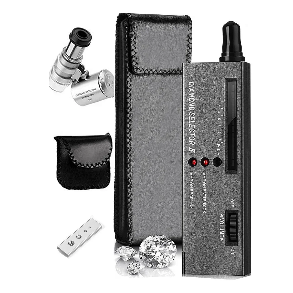 Diamond Tester Pen, High Accuracy Jewelry Diamond Tester+60X Mini LED Magnifying Professional Diamond Selector