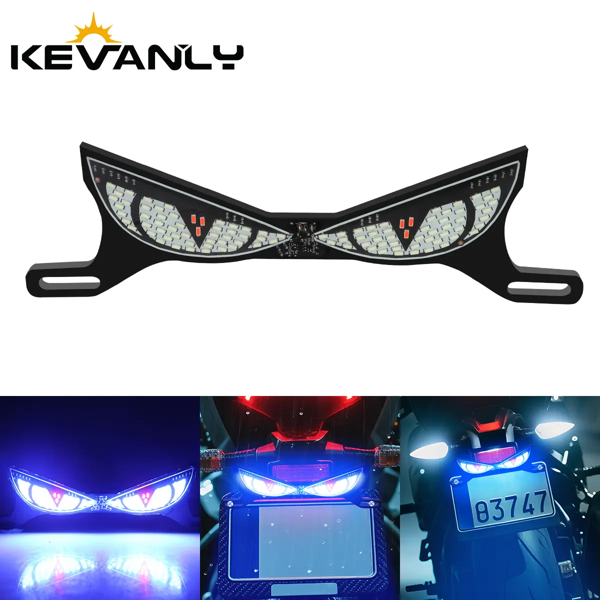 1 conjunto de luzes decorativas para placa de motocicleta, led, olho de cobra, luz traseira estroboscópica piscante, motocicleta elétrica modificada