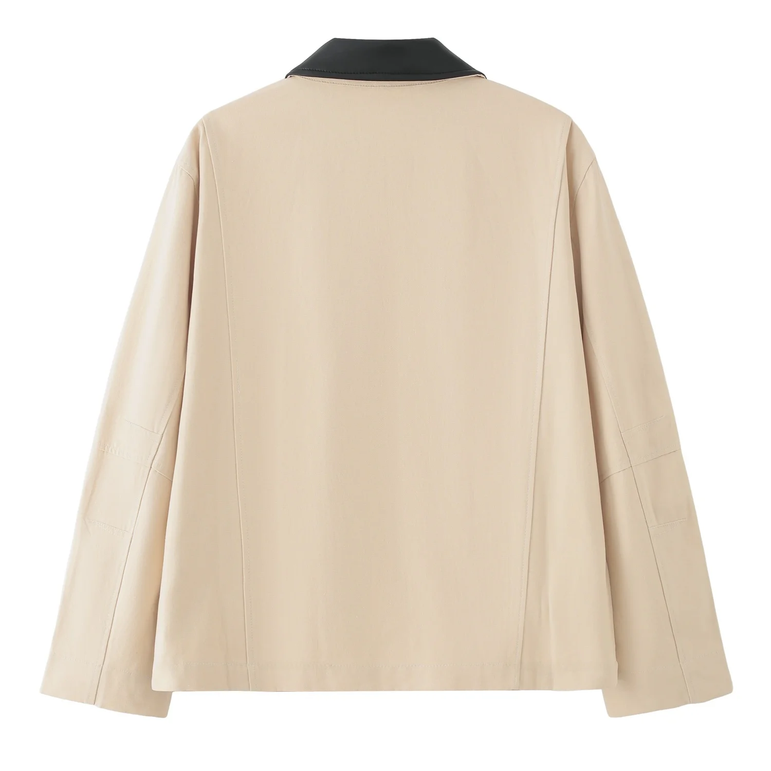 JNLEAOG Autunno Nuovo Faionable Casual Bicolore Colletto in pelle PU Biker Jaet Fibra di poliestere da donna Vestibilità ampia Chiusura con cerniera