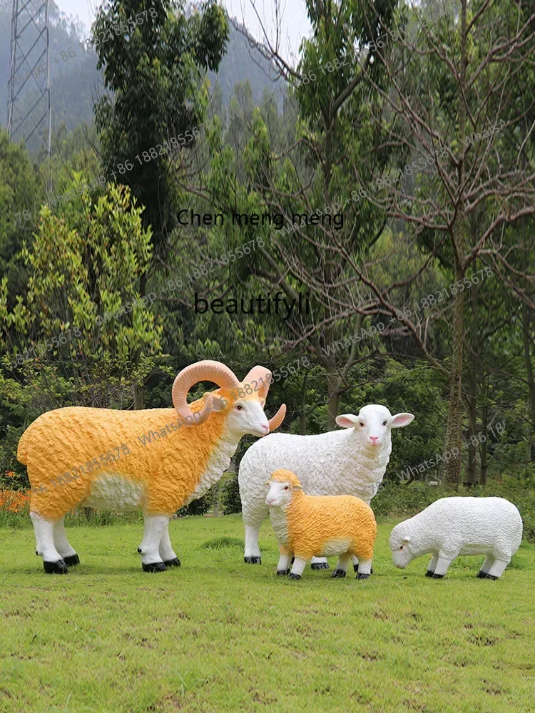 cc182l Artificial Animal Sheep Garden Scenic Spot Sculptured Ornaments Outdoor FRP Garden Lawn Decorations