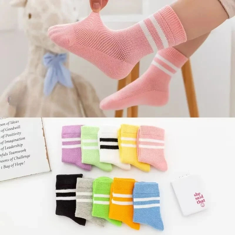 

Детские носки в полоску, летние тонкие спортивные носки-трубочки для мальчиков, летние детские носки из чистого хлопка в студенческом стиле для девочек