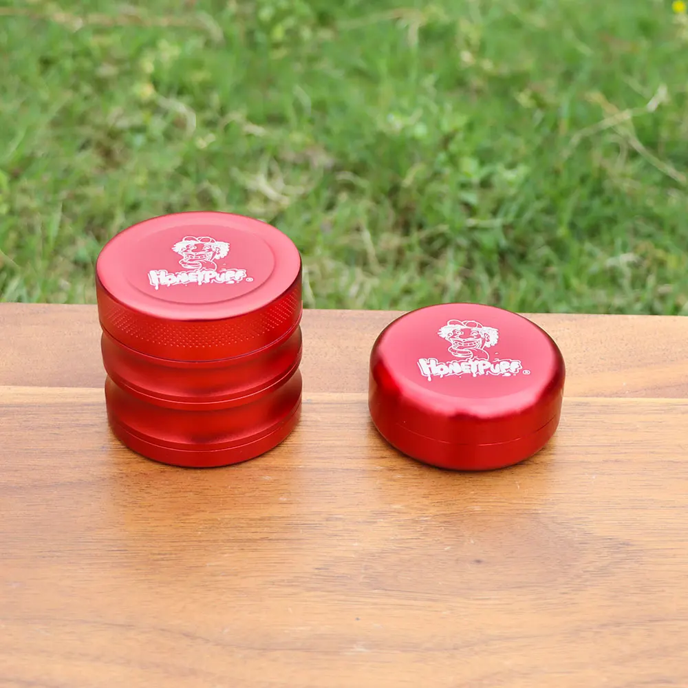 HONEYPUFF 56mm 4 Layers Aluminum Herb Metal Spicy Grinders+Aluminum Herb Container Ceramic Metal Portable Stash Jar Pill Box