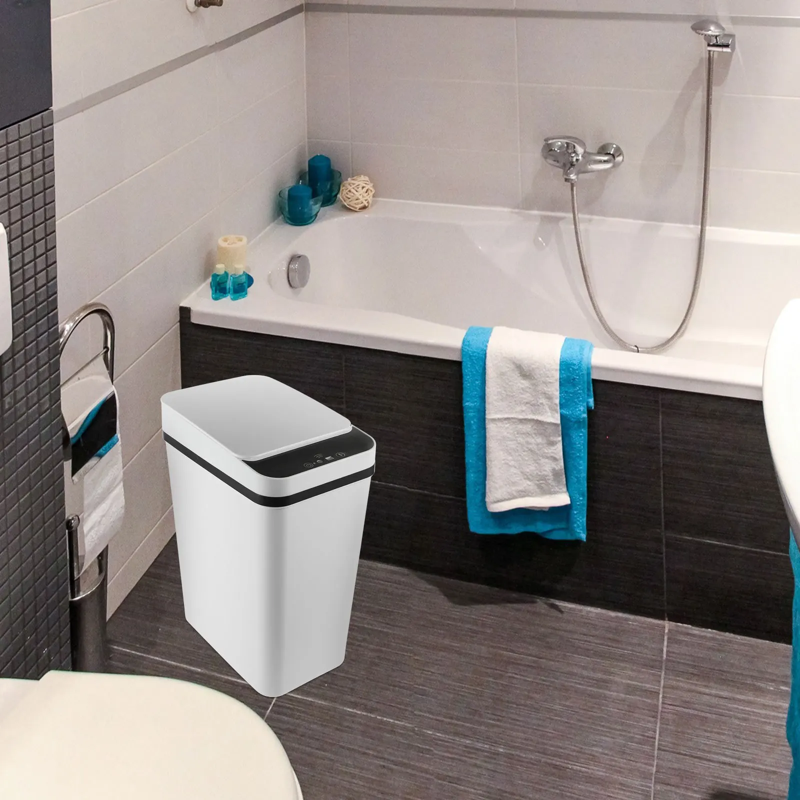 

Smart Induction Trash Can Large Capacity Automatic Flip Sensor Bin Motion Sensor Garbage Container for Kitchen Bathroom Office