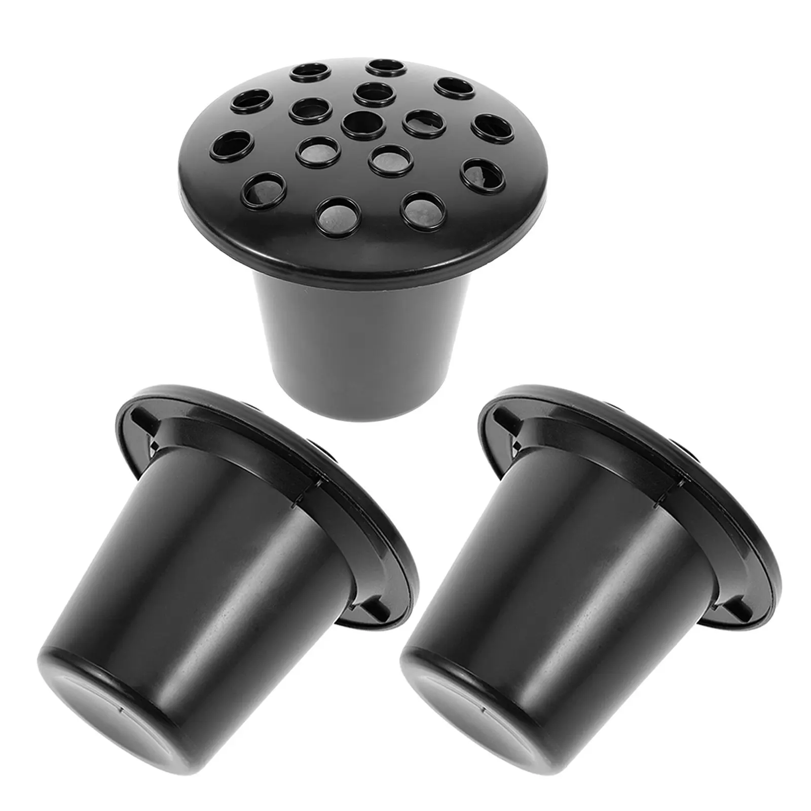 3Pcs Lotus Flower Holder for Grave Black Color 16 Holes Cemetery Vase Inserts Graveside Floral Arrangement Memorial Bouquet