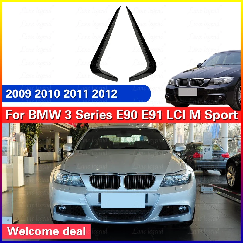 Front Bumper Spoiler Fog Lamp Grill Cover Air Knife Splitter Body Kit For BMW 3 Series E90 E91 LCI M Sport 2009-2012