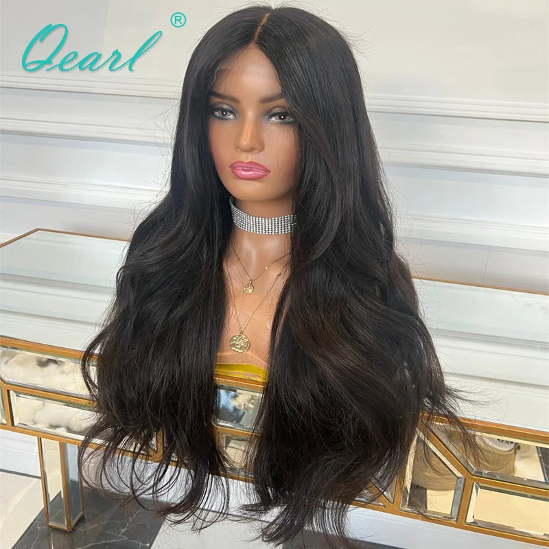 

Large Small Cap Wig Women Real Human Hair Full Lace Wigs Natural Black with Dark Brown Lowlights 360 Lace Frontal Wig Sale Qearl