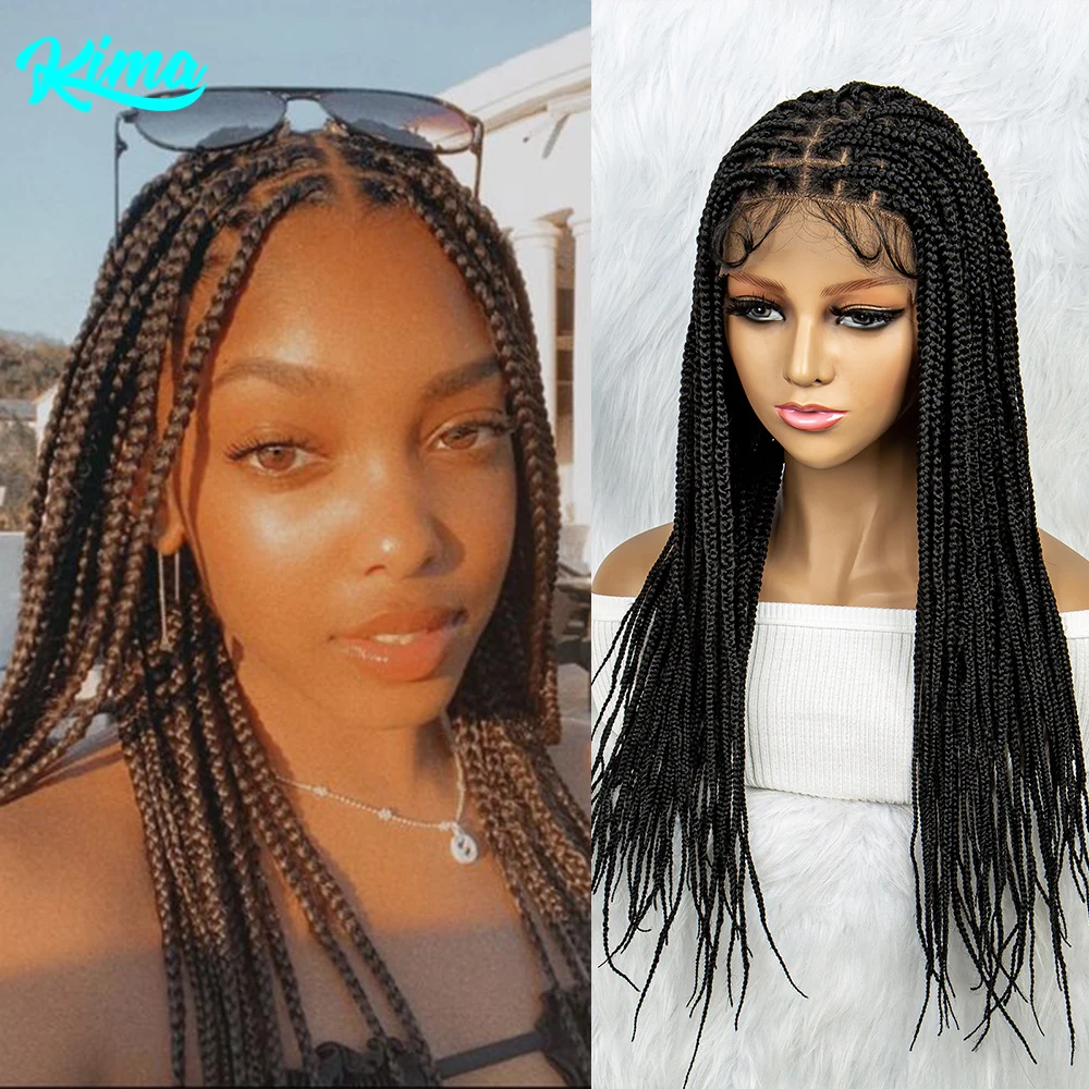 Perruque Synthétique Tressée Full Lace pour Femmes Noires, Tresse au Crochet 24, Tressage en Amaran, Boîte Sans Nministériels ds, Cornrow