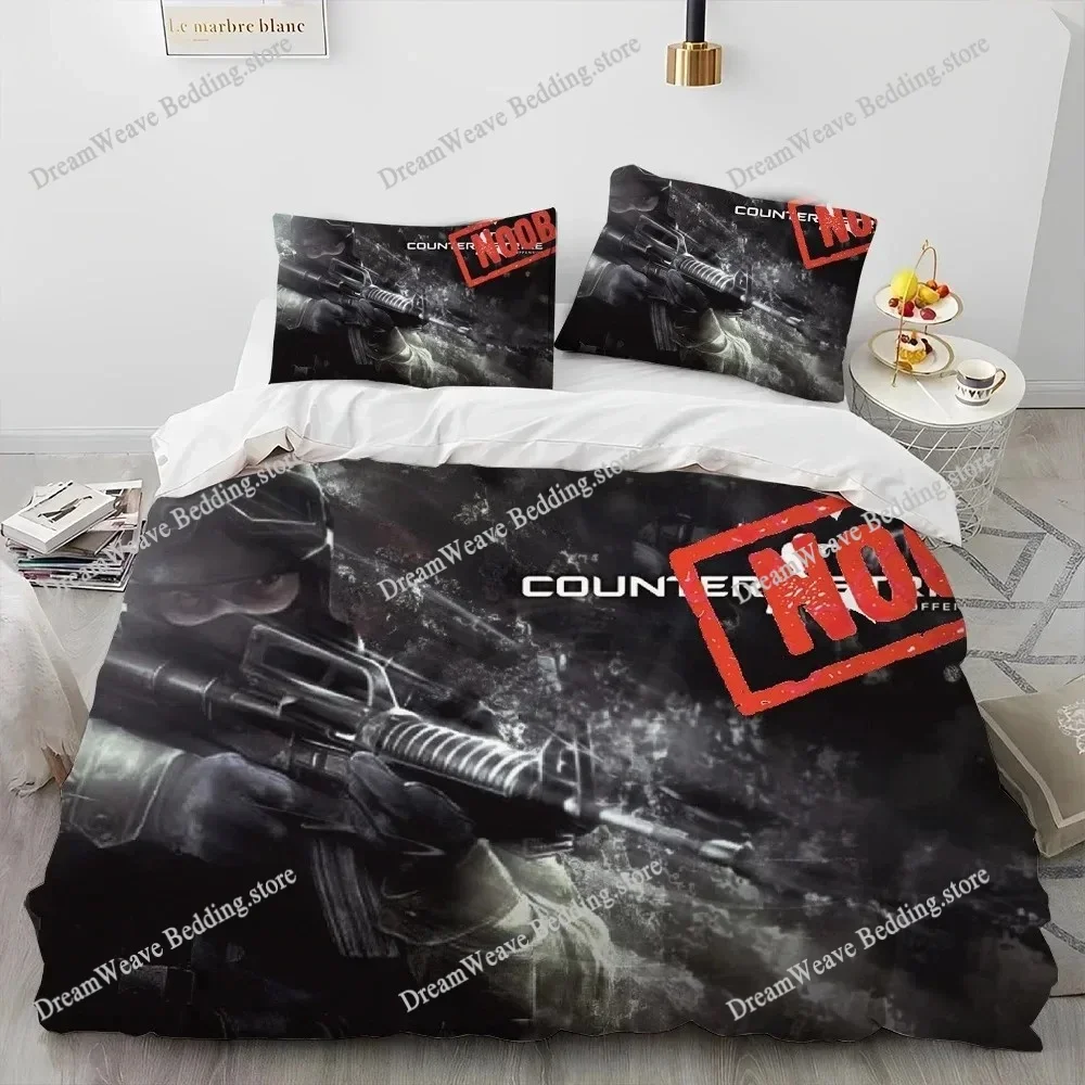 

CS GO Game Gamer Counter Strike Bedding Set Duvet Cover Bed Set Quilt Cover Pillowcase Comforter King Queen Size Boys Adult741