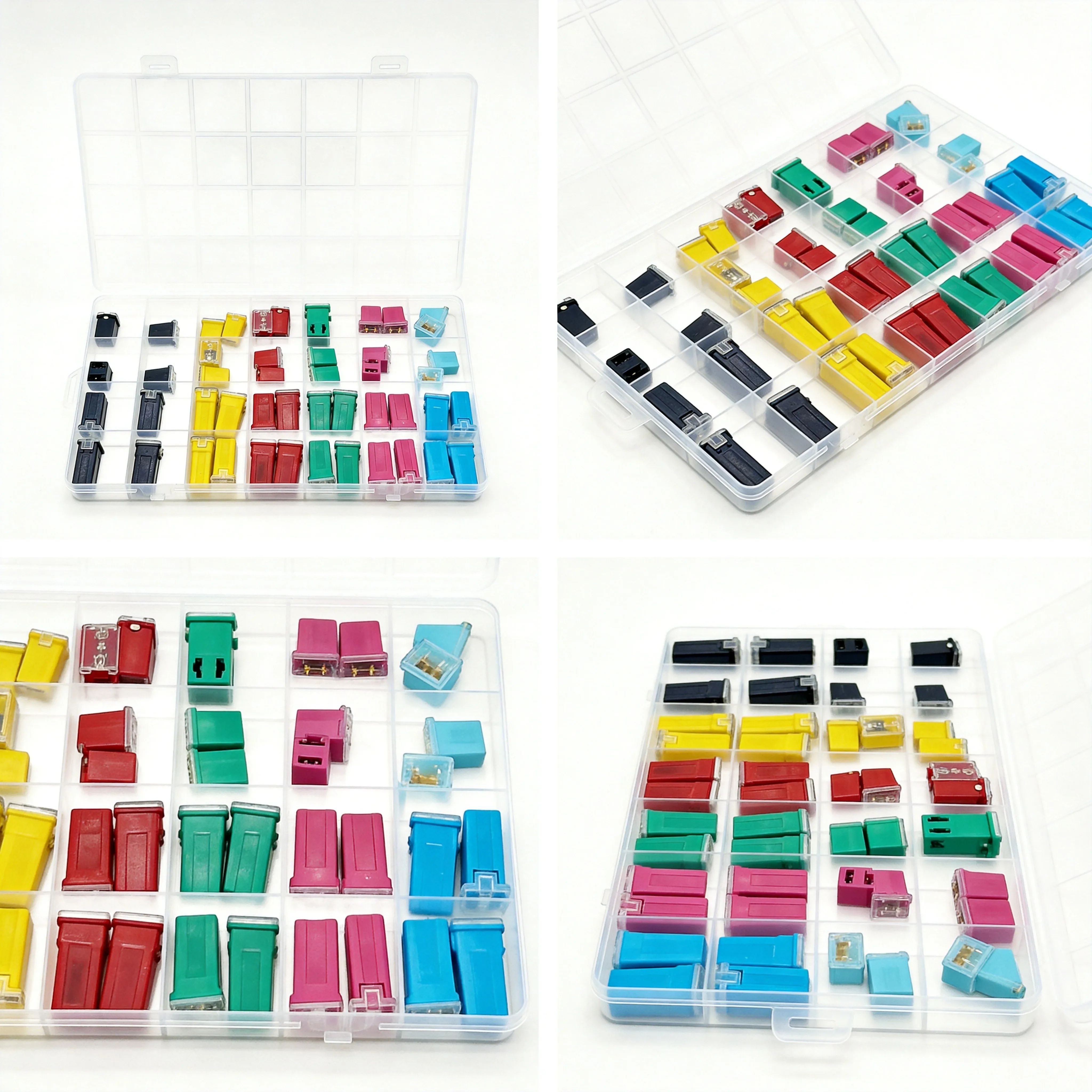 48PCS Low Profile Automotive Fuse Kit 20-80A, Box Shaped Blade Fuses With Storage Case For Car Boat Motorcycle