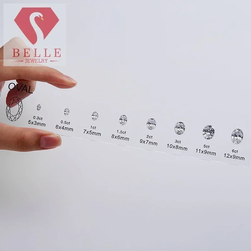 [ Jewelry]Customize Comparison Chart Cubic Zirconia Diamond Carat Set Ring Size Reference Oval s  Jewelry Making