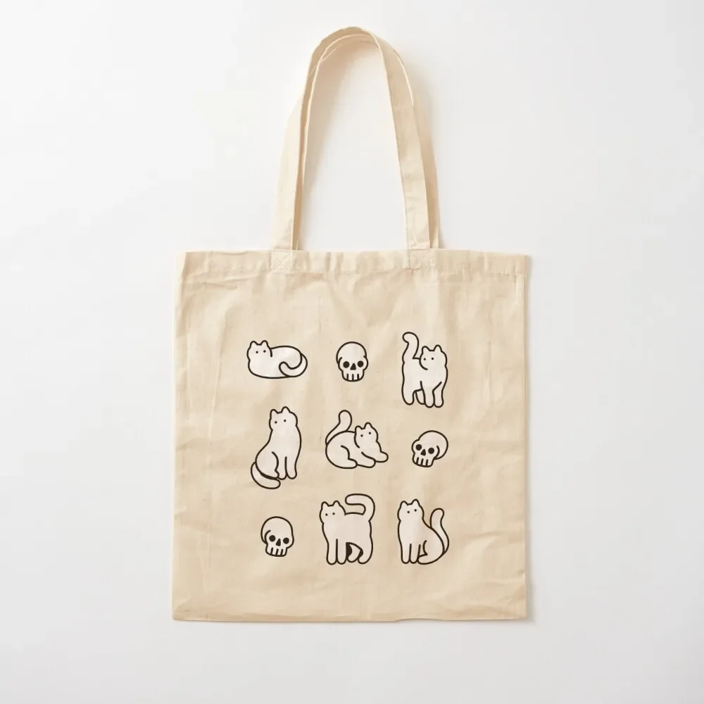 

Cats and Skulls Pattern Tote Bag hand bag ladies Canvas cute personalized