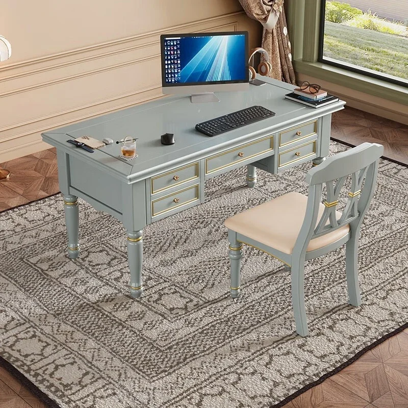 Country, solid wood, desk, desktop computer desk, home, retro study, writing