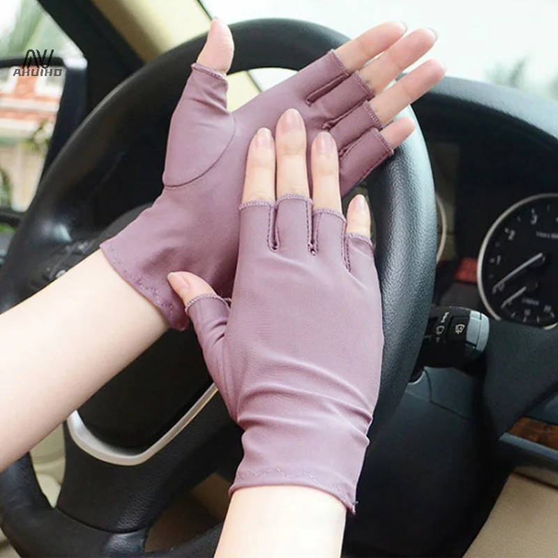 Thin Ice Silk Gloves For Men And Women In Summer Spring And Autumn Half Fingers And Two Fingers Picking Tea Sun Protection