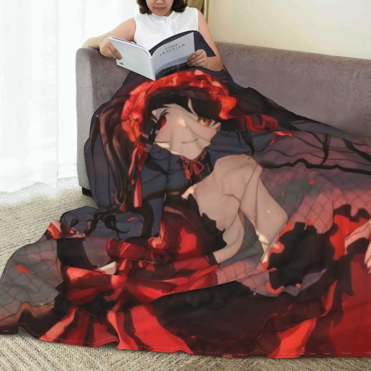 Kurumi Tokisaki Manga Flannel Blanket Pretty Red Dress Girl Warm Soft Throw Blanket for Bed Picnic  Bedspread Sofa Bed Cover