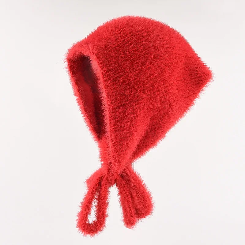 Korean Version of Winter Imitation Sea Mink Girl Headscarf Simple Solid Color Versatile Strap Cover Headband for Women