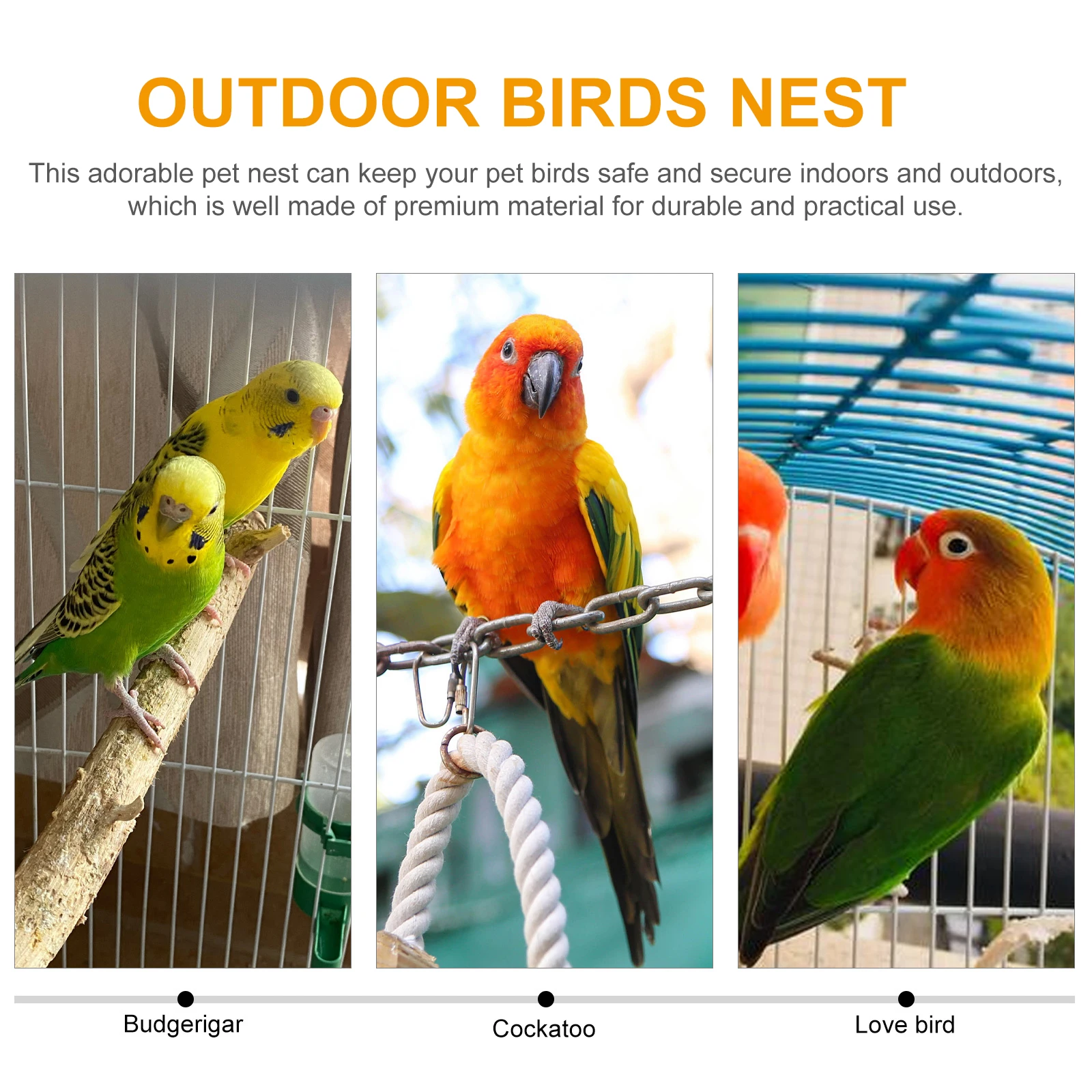 

Warm Birds Nest Cotton Outdoor Parrot Hideaway 1 Round Sleeping House Pet Bird Play Rest Durable Ideal for Parrot
