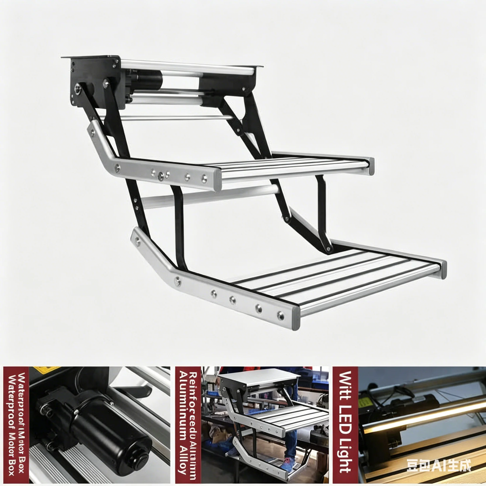 RV Welcome Pedal Aluminum Alloy Manual Pull Out Drop Down Folding Step Motorhome Campervan Caravan