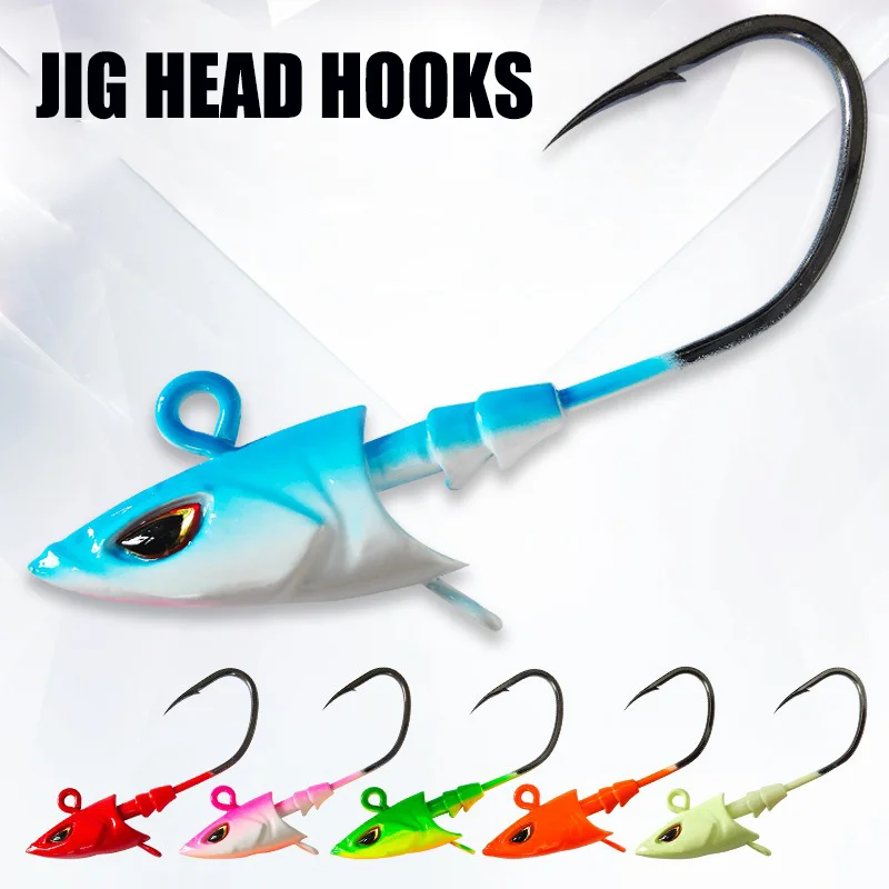 4Pcs Jig Kopf Angelhaken 14g 20g 25g 36g Softbait FishHead Haken UV Leucht Ned meer Bass Thunfisch Mandarin Zfisch Angelgerät