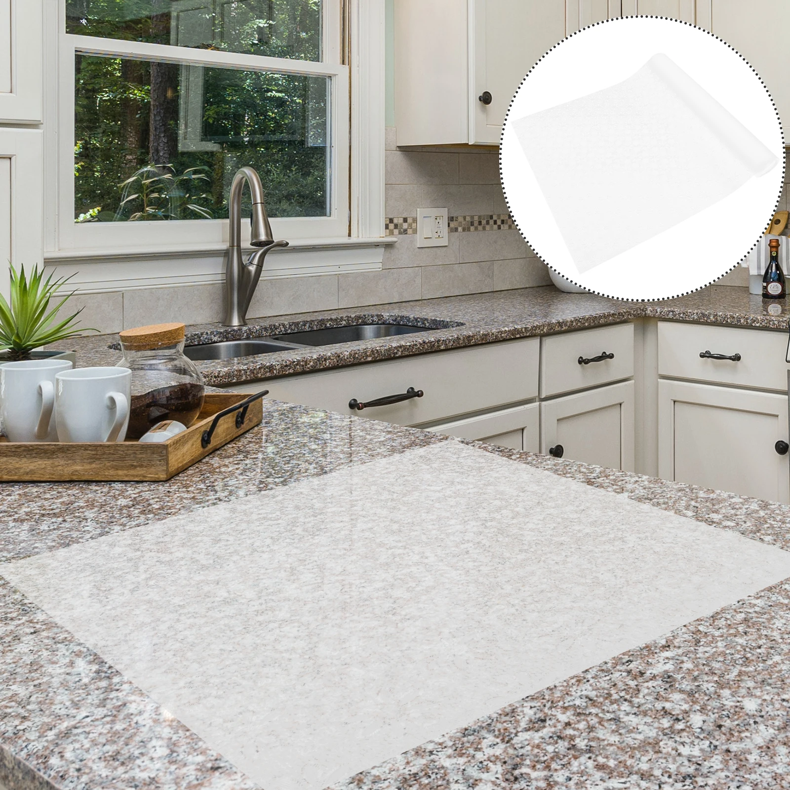 

Kitchen Drawer Liner Thickened Eva Nonslip Worktop Mat Transparent Oil-Proof Cabinet Shelf Liner Stain Resistant Cuttable