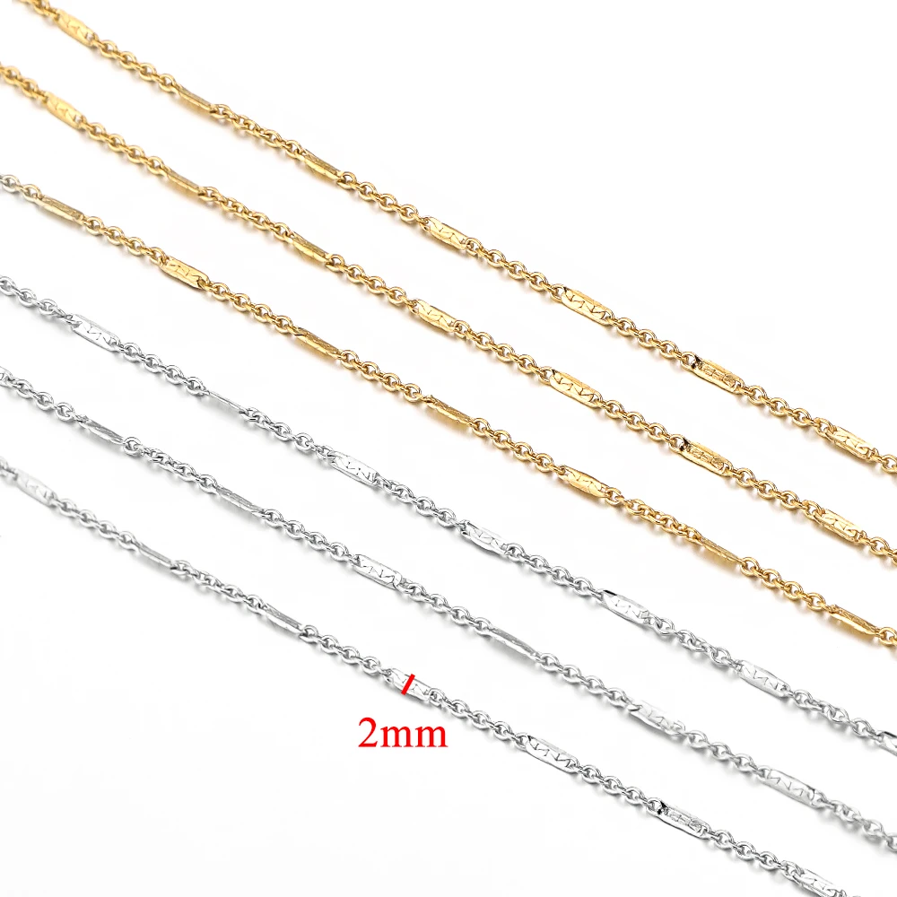 2meter Stainless Steel Gold Plated Flat Cable Rolo Chain for DIY Necklace Bracelet Anklet Parts Jewelry Making Supplies Bulk