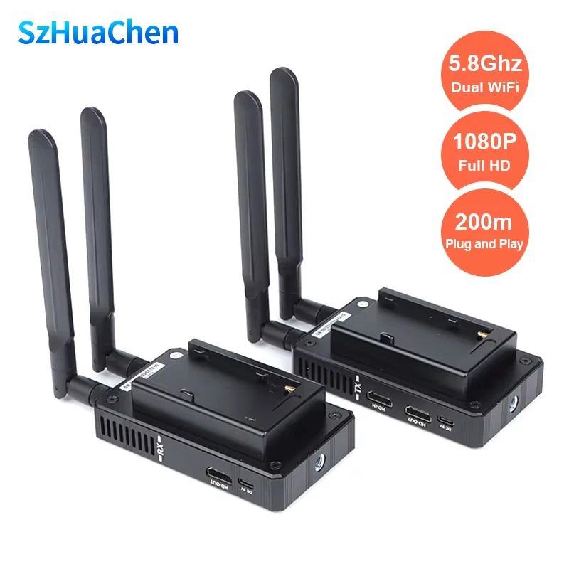 

5.8Ghz 200M Wireless Wifi HDMI-Compatible Video Extender Transmitter Receiver 1080P 60Hz 1 to 4 Support Battery PS4 Camera PC TV