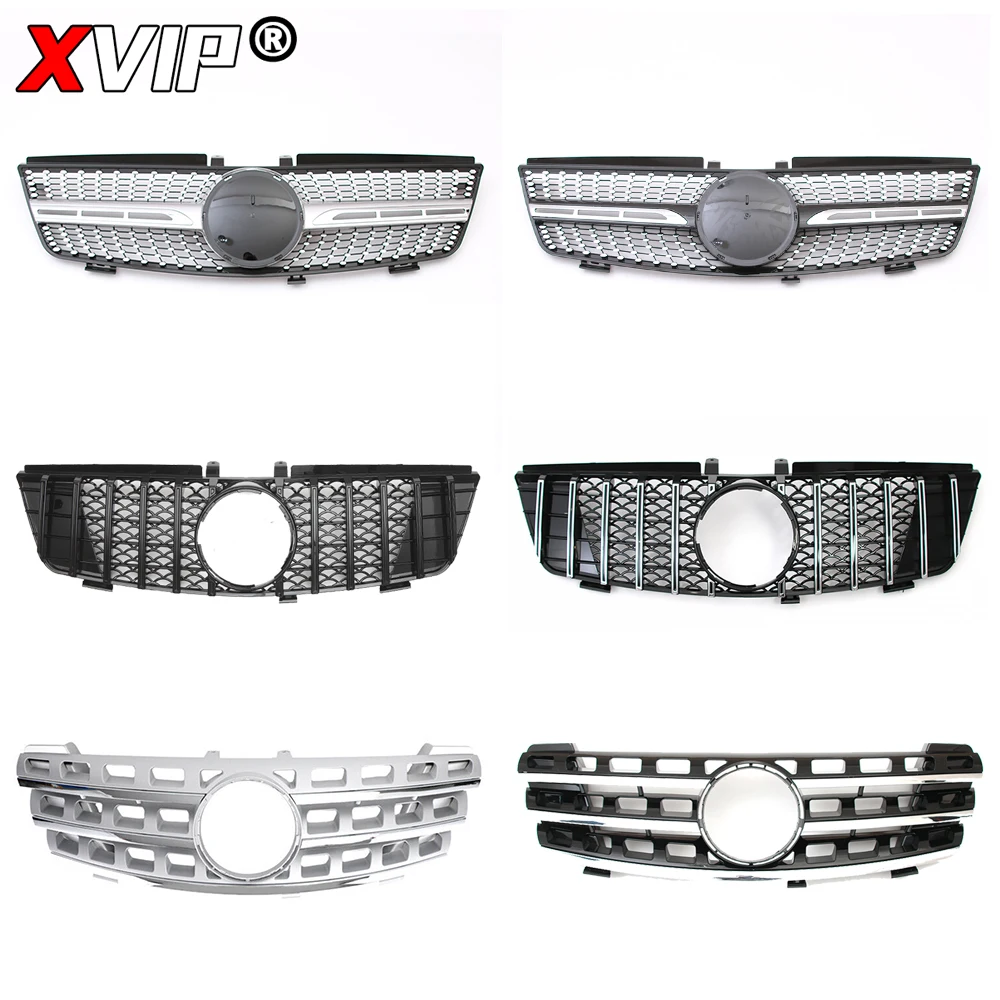 XVIP Chrome Diamonds Style Front Racing Grille For Mercedes Benz ML W164 2005-2008 ML320 ML350 ML500 AMG GTR Style Bumper Grille