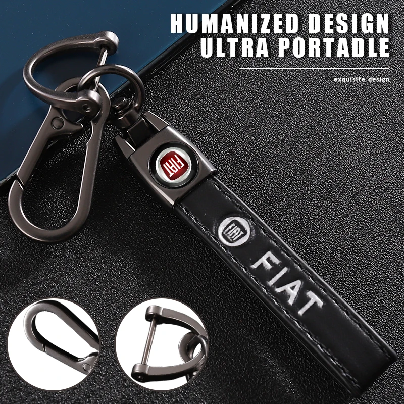 1 Uds. Llaveros con emblema de cuero y Metal para coche, accesorios para FIAT Abarth 500 Tipo FR Punto Ducato Stilo Palio Bravo Pondo Viaggio