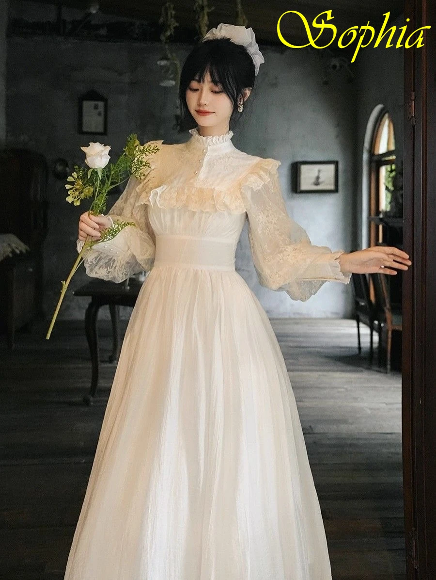 

Customized A-Line High Collar Long Sleeves Elegant Evening Dress Delicate Bespoke Occasion Gowns High Quality Prom Dress