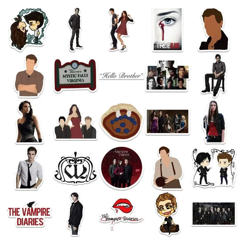 50 قطعة يوميات مصاص الدماء برنامج تلفزيوني ملصقات مائي DIY بها بنفسك محمول الأمتعة سكيت الغيتار دفتر الهاتف ملصق الاطفال اللعب الهدايا #3