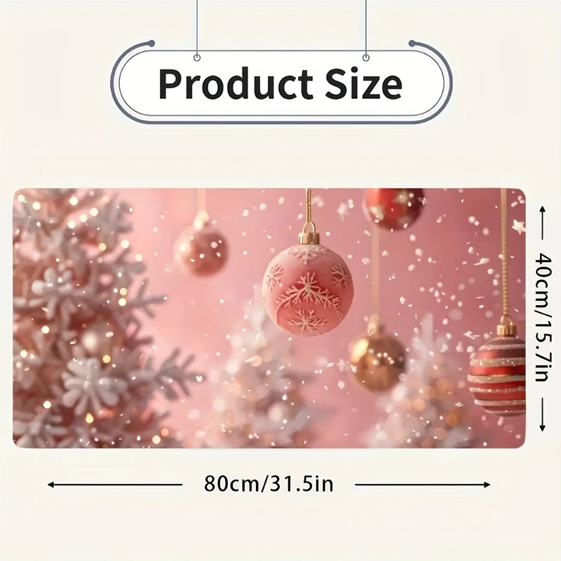 Pink Christmas Ornaments Large Gaming Mouse Pad Non-Slip Desk Mat Durable Rubber Workstation Accessory
