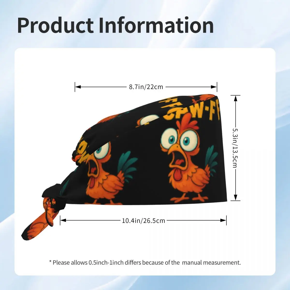 Work Scrub Cap F Caw F Chicken Nurse Hats For Unisex Bandage Tie Back Working Cap Adjustable Pattern Medical Hat