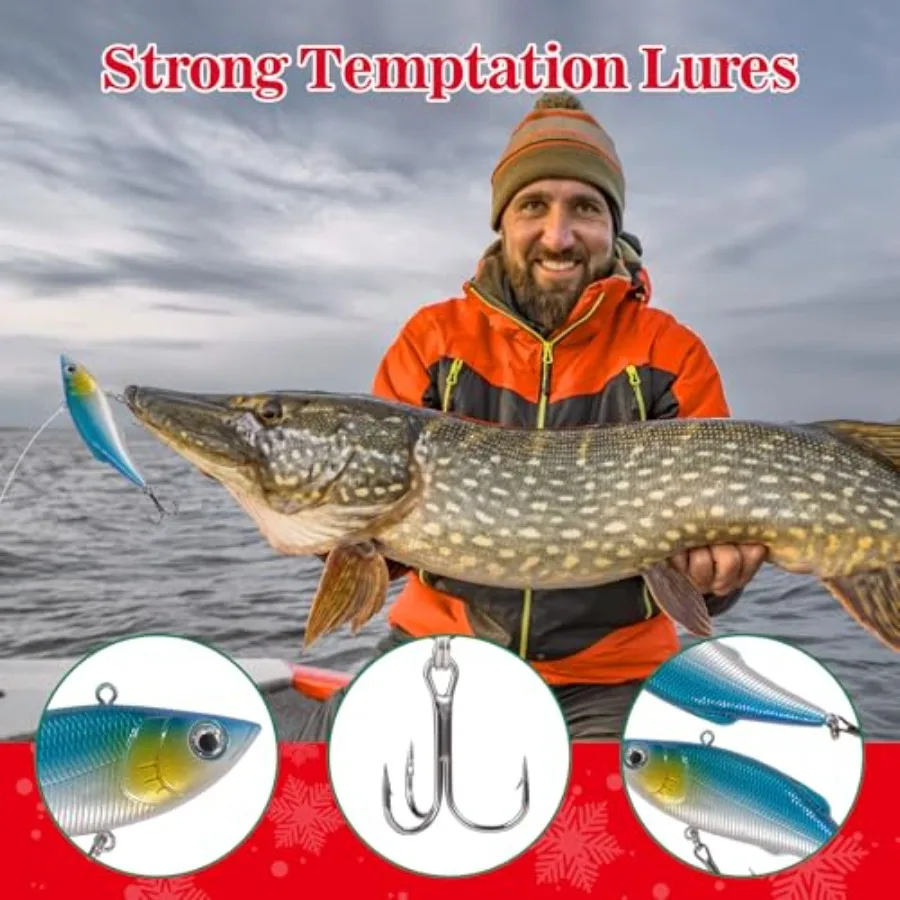 2025 Fishing Advent Calendar for Adult Men Teen Boys Exciting 24 Days Countdown with VIB Fishing Lures Set Ideal Xmas Surprise