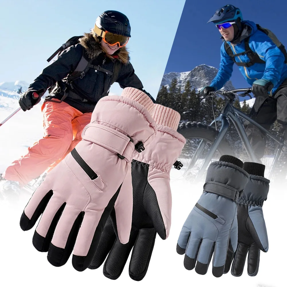 

Тепловые лыжные перчатки унисекс, зимние велосипедные перчатки с сенсорным экраном, ветрозащитные, холодостойкие, теплые нескользящие перчатки для верховой езды с флисовой подкладкой