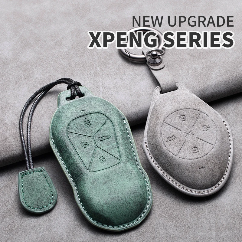 

Leather Car Remote Key Case Cover for Xiaopeng Xpeng P5 P7 G3 G6 G9 G3i 2021 2022 Car Key Fob Shell Holder Keychain Accessories