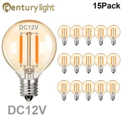 12V Edison Light G40 1.5W E12 DC12V Low Voltage Globe LED Filament Bulbs for RV Camper Boat Solar Battery System Marine Lighting